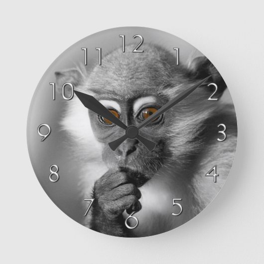 Baby Mangabey Monkey Runde Wanduhr (Vorderseite)