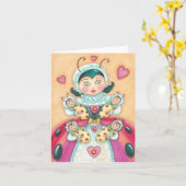 BABY-MARIENKÄFER-ANMERKUNGS-KARTE U. UMSCHLAG KARTE (Gelbe Blume)