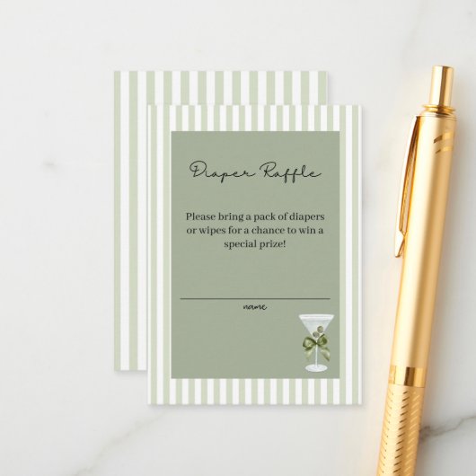 Baby Martini 'tini-one' Diaper Raffle Begleitkarte (Vorderseite/Rückseite Beispiel)