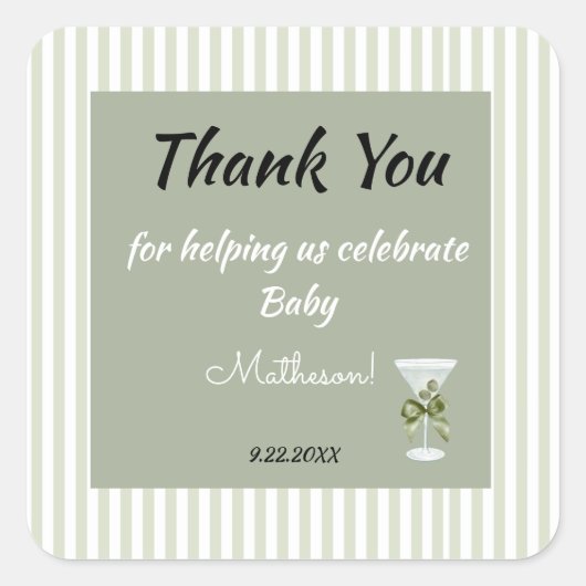 Baby Martini 'tini-one'  Quadratischer Aufkleber (Vorderseite)