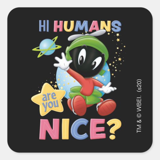 Baby MARVIN THE MARTIAN™| Hi Humans Quadratischer Aufkleber (Vorderseite)