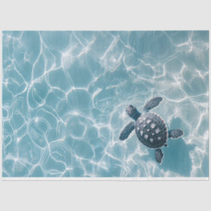 Baby-Meeres-Schildkröte in Klarwasser-Decoupage Seidenpapier
