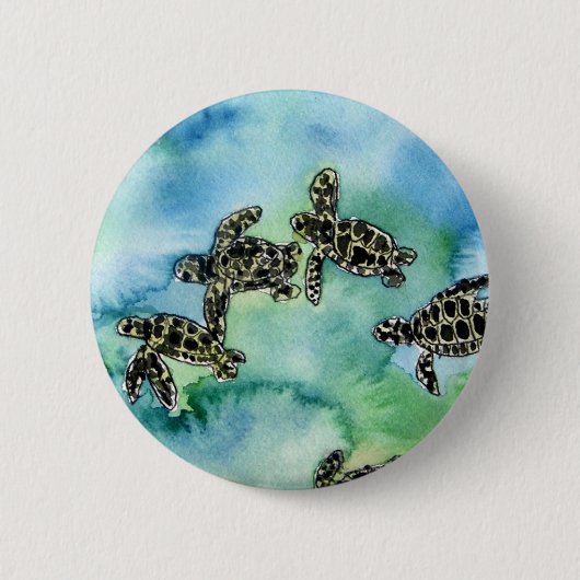 Baby-Meeresschildkrötereptiltiertiermalerei Button (Vorderseite)