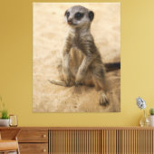 Baby Meerkat sitzt im Sand Leinwanddruck (Insitu (Wohnzimmer))