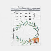 Baby-Meilenstein-Deckefox-Kranz-und -birken-Bäume Fleecedecke (Vorderseite)