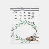 Baby-Meilenstein-Decken-Bärn-Kranz-und Fleecedecke (Vorderseite)