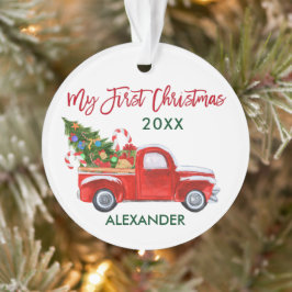 Baby Mein erster Weihnachtscreme Canes Red Truck Ornament