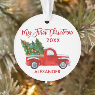 Baby Mein erstes Weihnachten Vintage-LKW Rot Ornament