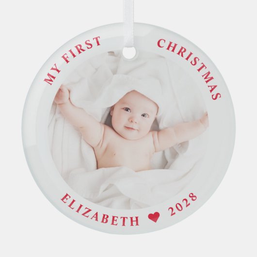 Baby Mein erstes Weihnachts-Foto Ornament Aus Glas (Vorderseite)