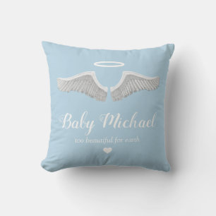Baby-Memorial Angel Child Boy Blue Kissen