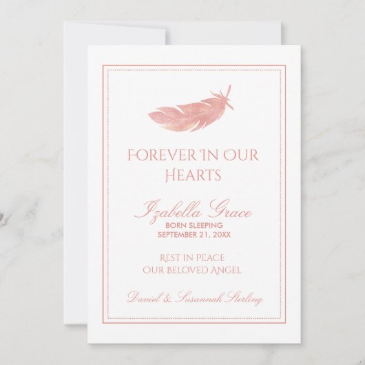 Baby Memorial Forever in unseren Herzen | Rosa Fed Ankündigung (Vorderseite)