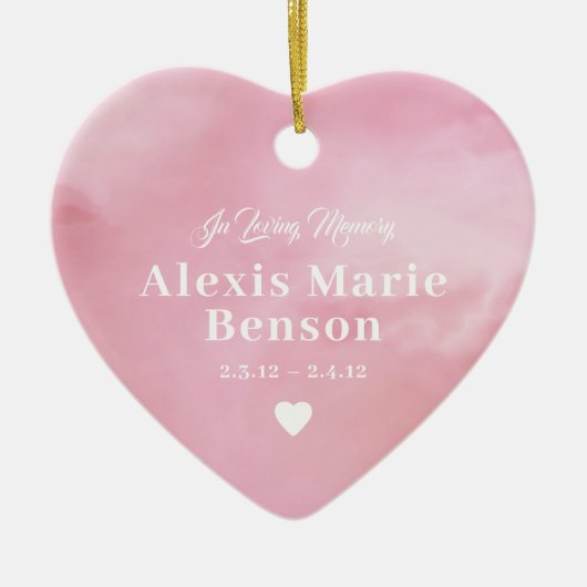Baby Memorial Wasserfarbe Rosa Vollständiges Foto Keramik Ornament (Vorne)