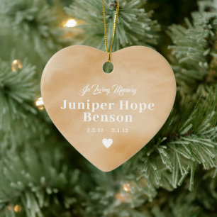 Baby Memorial Watercolor Tan Full Foto Keramik Ornament