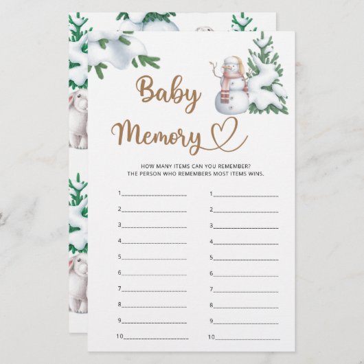 Baby Memory Winter Baby Showspiel (Vorne/Hinten)