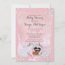 Baby Mermaid Afrikanisch-Amerikanische Pink-Musche Einladung