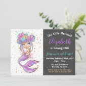 Baby Mermaid Birthday Einladung (Stehend Vorderseite)
