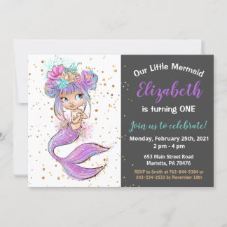 Baby Mermaid Birthday Einladung