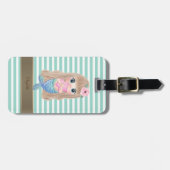 Baby Mermaid Mint White Stripes Gepäckanhänger (Vorderseite horizontal)