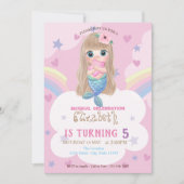 Baby Mermaid Stars Rainbow Birthday Einladung (Vorderseite)