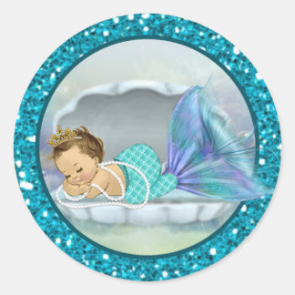 Baby Mermaid Umschlag Aufkleber Sm Round Stickers