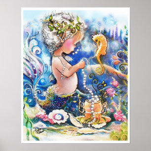 Baby Mermaid und eine Perlenschnur Poster