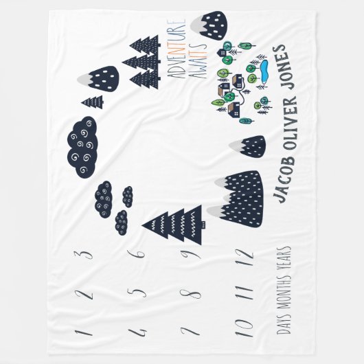 Baby Milestone Blanket | Erlebnisziele Fleecedecke (Vorderseite)