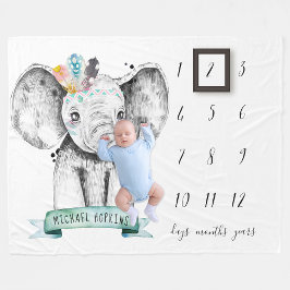 Baby Milestone Blanket | Kleiner Elefant Fleecedecke
