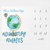 Baby Milestone Blanket | Monate | Erlebnisziele Fleecedecke (Vorderseite (Horizontal))