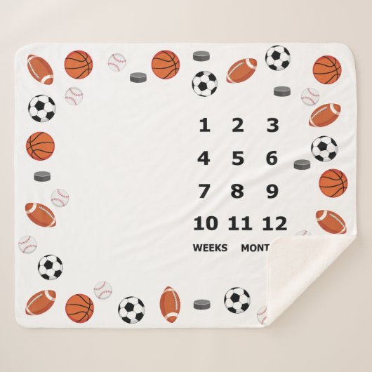 Baby Milestone Blanket Sportdesign Sherpadecke (Vorderseite (Horizontal))