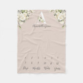 Baby Milestone Blush White Rose Floral Letter Fleecedecke (Vorderseite)
