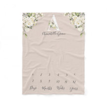 Baby Milestone Blush White Rose Floral Letter