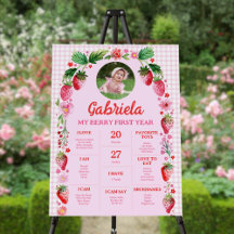 Baby Milestone Board Strawberries for Baby Girl