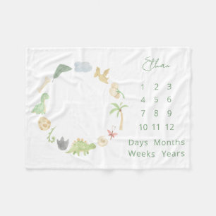 Baby Milestone Dinosaurier Gender Neutral Watercol Fleecedecke