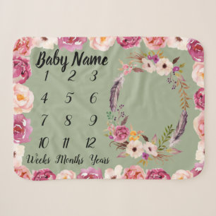 Baby Milestone Personalisiert Name Dusche Girl Ges Sherpadecke