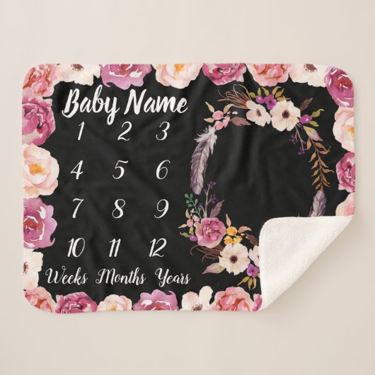 Baby Milestone Personalisiert Name Dusche Girl Ges Sherpadecke (Vorderseite (Horizontal))