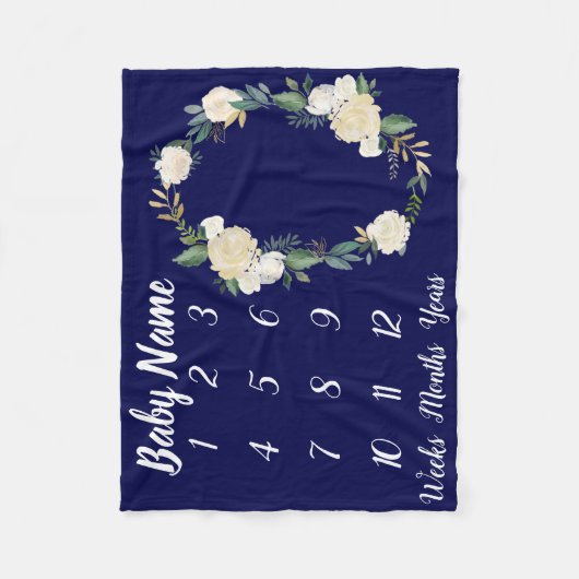 Baby Milestone Personalisiertes Duschgeschenk Fleecedecke (Vorderseite)