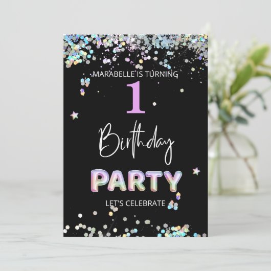 *~* BABY MIRL 1. Rainbow 1. Einladung (Stehend Vorderseite)