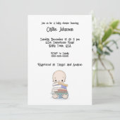 Baby mit Bücher Einladung Dusche, personalisierbar (Stehend Vorderseite)