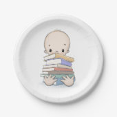 Baby mit Bücherdusche Pappteller (Vorderseite)