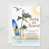 Baby mit eigener Marke auf Board Beach Baby Dusche Einladung (Vorderseite)