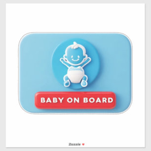 Baby mit einem 'Baby an Bord'-Autoschild Aufkleber