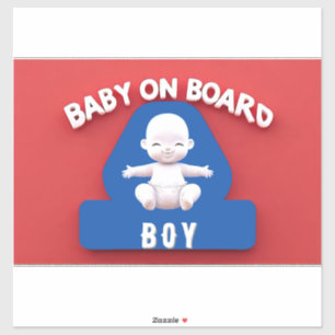 Baby mit einem 'Baby an Bord'-Autoschild Aufkleber