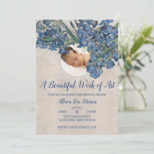 Baby mit Iriss Einladung (Stehend Vorderseite)