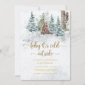 Baby mit kalter Außenbärendusche Einladung (Vorderseite)