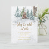 Baby mit kalter Außenbärendusche Einladung (Stehend Vorderseite)