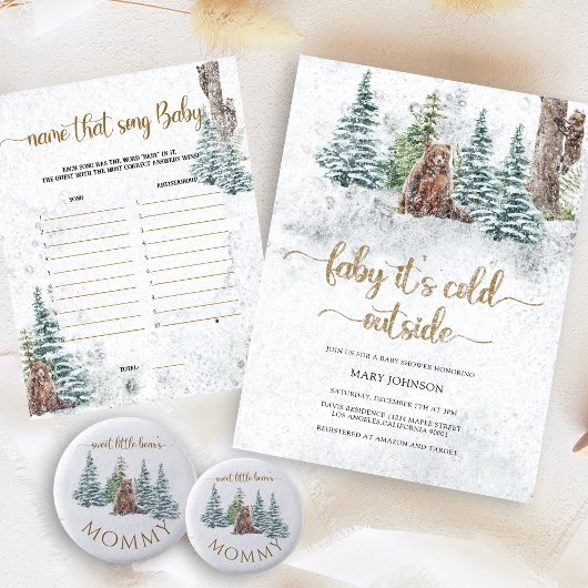 Baby mit kalter Außenbärendusche Einladung