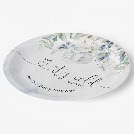 Baby mit kalter Außendusche aus Eukalyptus Baby Pappteller (Schrägansicht)