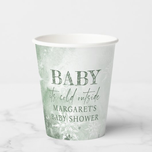 Baby mit kalter Außendusche Pappbecher (Vorderseite)