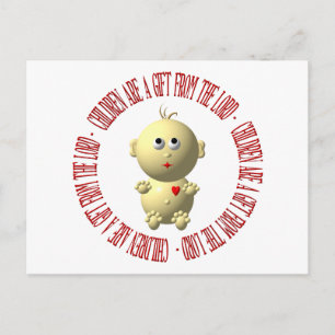 Baby mit "Kinder sind ein Geschenk des Herrn" Postkarte