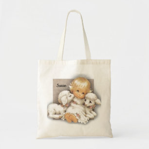 Baby mit Lämmern - Name Tote Bag Tragetasche